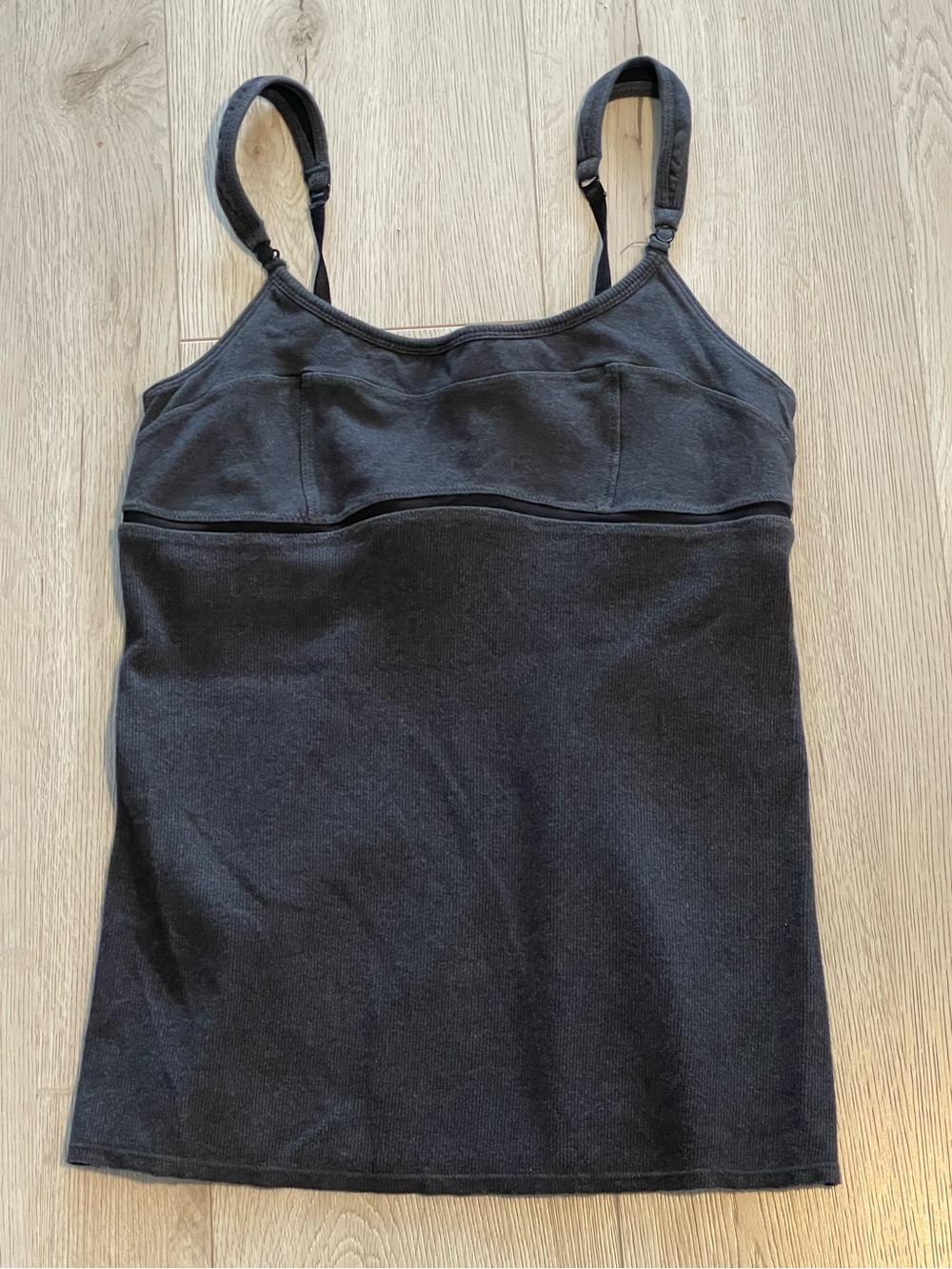 Lululemon Grey Ribbed Panelled Athletic Tank